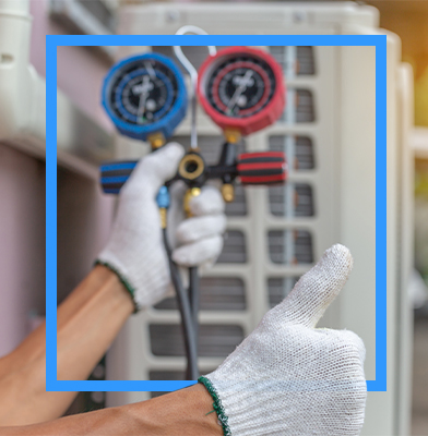 thumbs up while testing a furnace