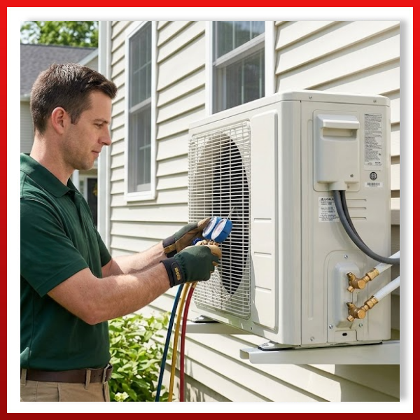 man working on outside ac unit